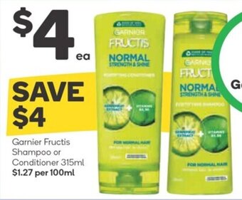 Woolworths Garnier Fructis Shampoo or Conditioner 315ml offer