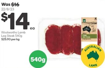 Woolworths Woolworths Lamb Leg Steak 540g offer