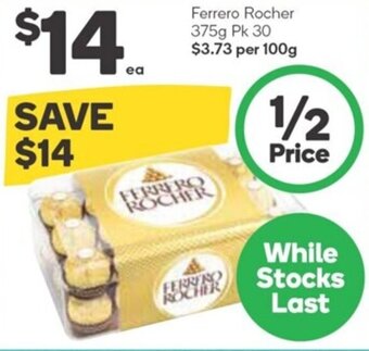 Woolworths Ferrero Rocher 375g Pk 30 offer
