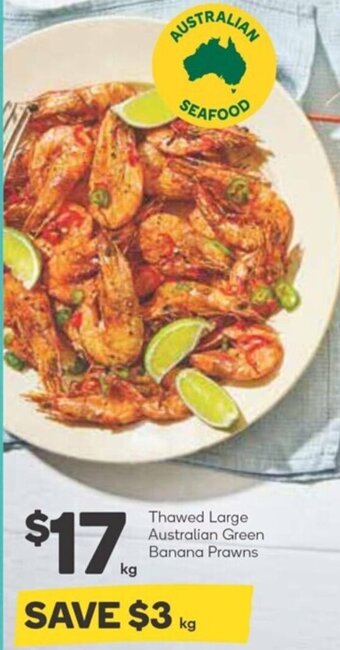 Woolworths Thawed Large Australian Green Banana Prawns offer
