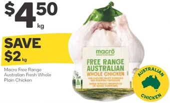 Woolworths Macro Free Range Australian Fresh Whole Plain Chicken offer