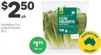 Woolworths Australian Cos Lettuce Hearts Pk 2 offer