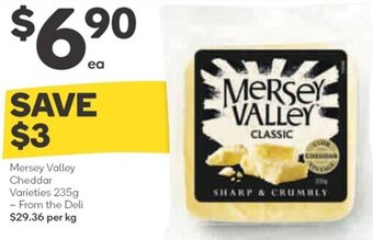 Woolworths Mersey Valley Cheddar Varieties 235g offer