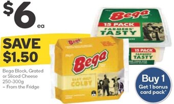 Woolworths Bega Block, Grated or Sliced Cheese 250-300g offer
