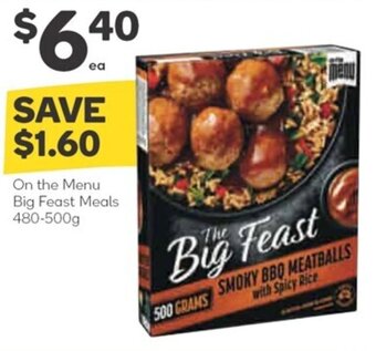 Woolworths On the Menu Big Feast Meals 480-500g offer