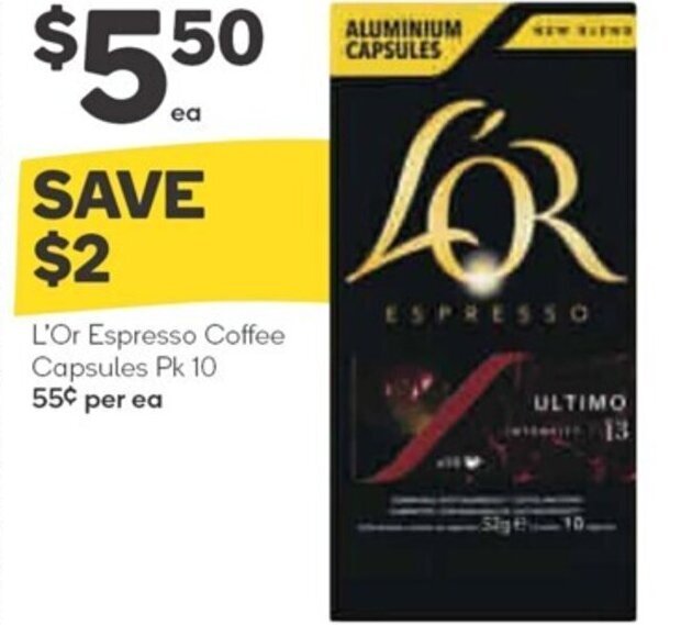 L'Or Espresso Coffee Capsules Pk 10 offer at Woolworths