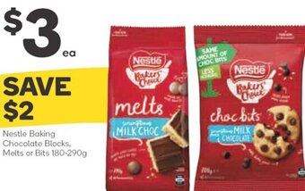 Woolworths Nestle Baking Chocolate Blocks, Melts or Bits 180-290g offer