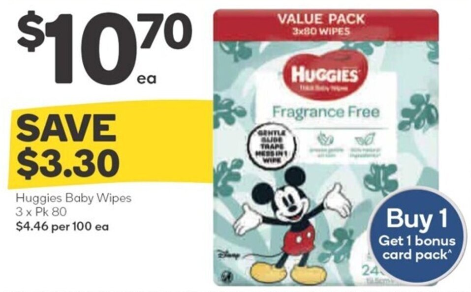 Huggies Baby Wipes 3xPk 80 offer at Woolworths