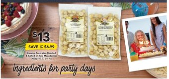 Drakes Yummy Australian Roasted & Salted or Raw Macadamias 300g offer