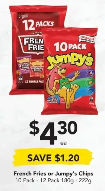 Drakes French Fries or Jumpy's Chips offer