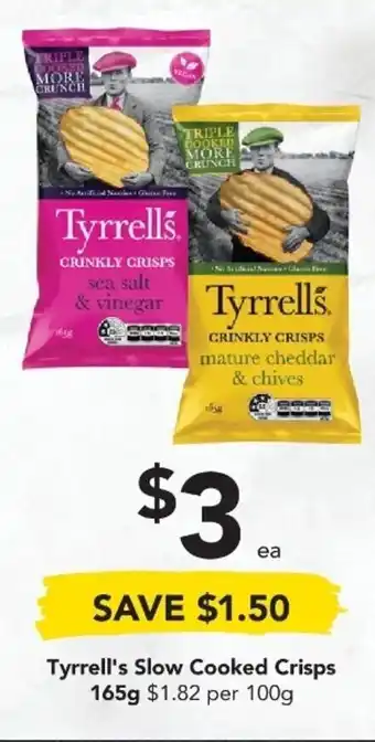 Drakes Tyrell's Slow Cooked Crisps 165g offer