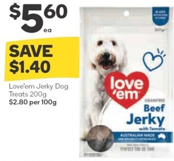Woolworths Love'em Jerky Dog Treats 200g offer