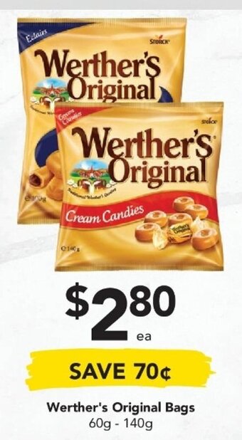 Drakes Werther's Original Bags 60g-140g offer