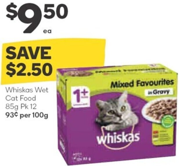Whiskas Wet Cat Food 85g Pk 12 offer at Woolworths