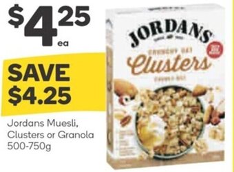 Woolworths Jordans Muesli, Clusters or Granola 500-750g offer