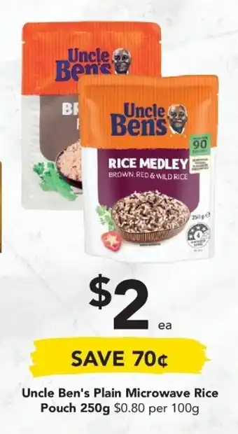 Drakes Uncle Ben's Plain Microwave Rice Pouch 250g offer