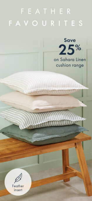 Pillow Talk on Sahara Linen cushion range offer