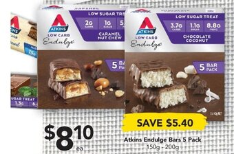 Drakes Atkins Endulge Bars 5 Pack 150g-200g offer