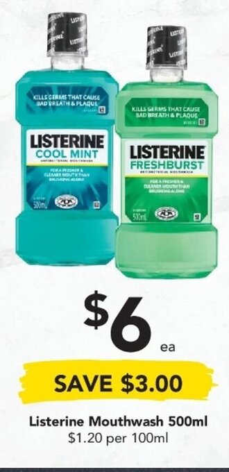 Drakes Listerine Mouthwash 500ml offer