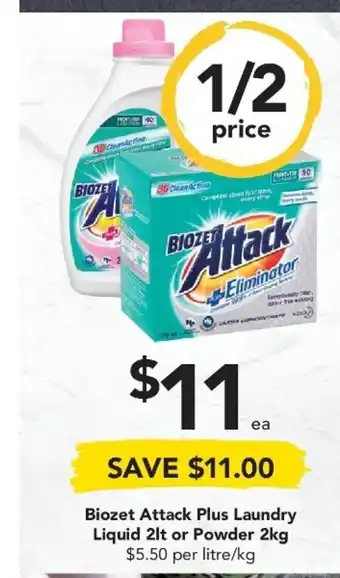 Biozet Attack Plus Laundry Liquid 2lt or Powder 2kg