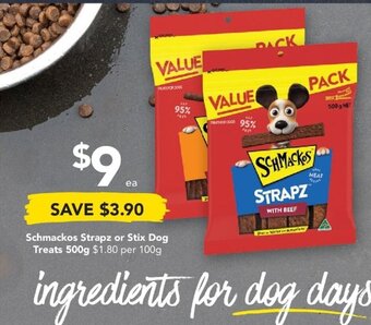 Drakes Schmackos Strapz or Stix Dog Treats 500g offer
