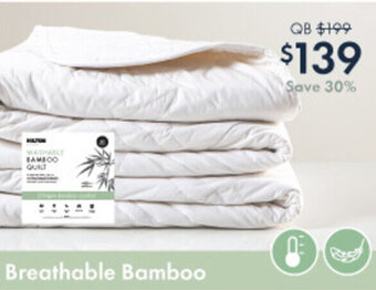 Pillow Talk Eco Living 250gsm washable bamboo quilt by Hilton offer