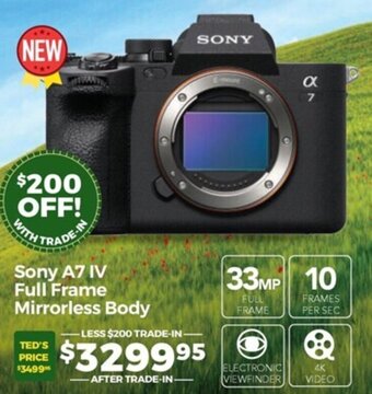 Teds Cameras Sony A7 IV Full Frame Mirrorless Body offer