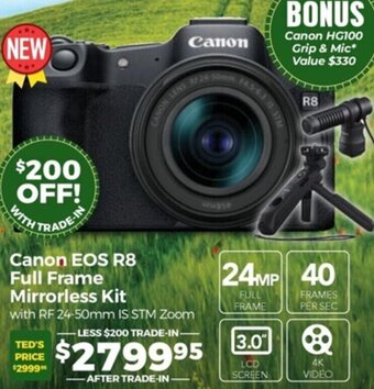 Teds Cameras Canon EOS R8 Full Frame Mirrorless Kit offer