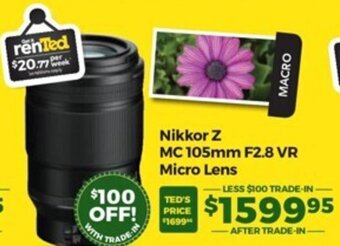 Teds Cameras Nikkor Z MC 105mm F2.8 VR Micro Lens offer
