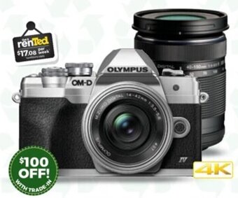 Olympus OMD EM10 MKIV Mirrorless Kit with 14-42mm EZ & 40-150mm R Zooms