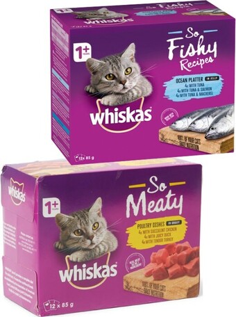 BIG W Whiskas 12-pack cat food pouch varieties 85g offer