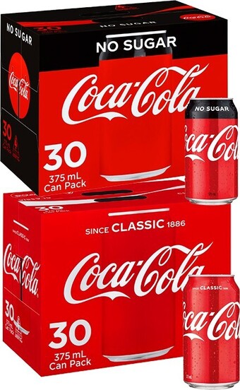 BIG W Coca-cola 30-pack can varieties 375ml^ offer