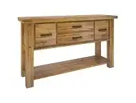 LivingStyles Serafin Rustic Pine Timber Console Table, 147cm offer