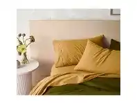 LivingStyles Vintage Design Homeware Vintage Washed Cotton Sheet Set, Single, Ochre offer