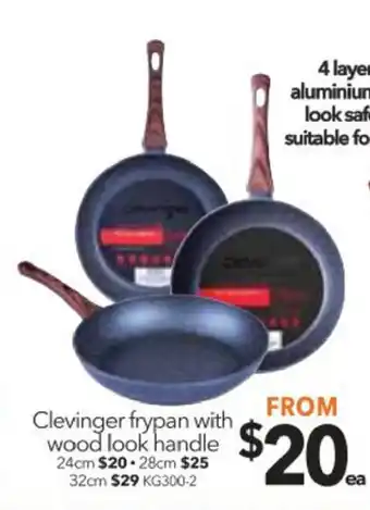 Cheap as Chips Clevinger Frypan with Wood Look Handle 24cm offer