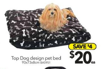 Cheap as Chips Top Dog Design Pet Bed 93x73x8cm - BA5951 offer