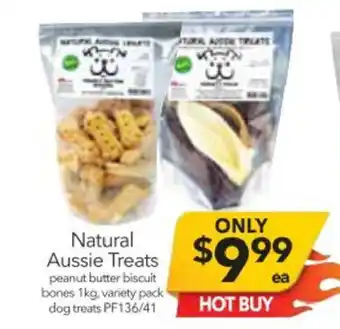 Cheap as Chips Natural Aussie Treats Peanut Butter Biscuit Bones 1kg, Variety Pack Dog Treats - PF136/41 offer