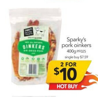 Cheap as Chips Sparky's Pork Oinkers 400g offer