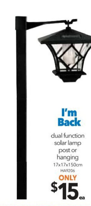 Cheap as Chips Dual Function Solar Lamp Post or Hanging offer
