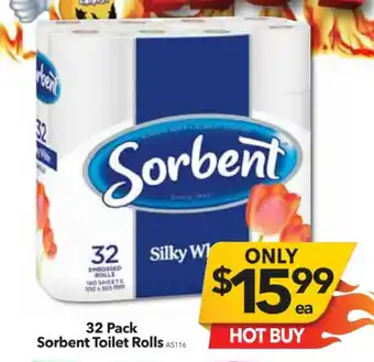 Cheap as Chips 32 Pack Sorbent Toilet Rolls offer