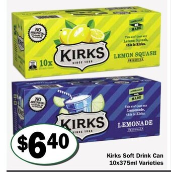 Kirks Soft Drink Can 10x375ml Varieties
