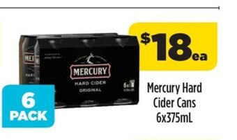 Mercury Hard Cider Cans 6x375mL