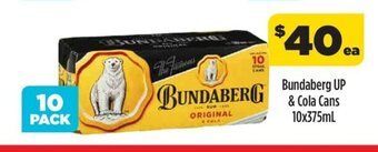 Bundaberg UP & Cola Cans 10x375mL