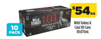 Liquorland Wild Turkey & Cola 101 Cans 10x375mL offer