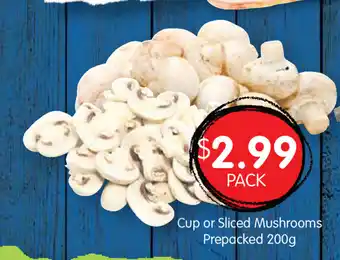 Spudshed Cup or Sliced Mushrooms Prepacked 200g offer