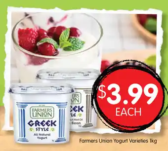 Spudshed Farmers Union Yogurt Varieties 1kg offer