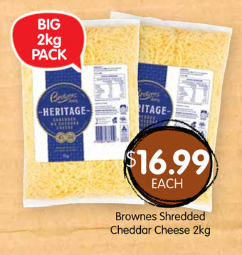 Spudshed Brownes Shredded Cheddar Cheese 2kg offer