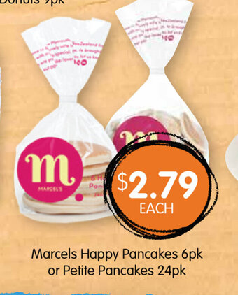 Spudshed Marcels Happy Pancakes 6pk or Petite Pancakes 24pk offer