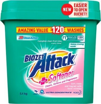 BIG W Biozet Attack Laundry Powder with Fabric Softener 5.4kg offer