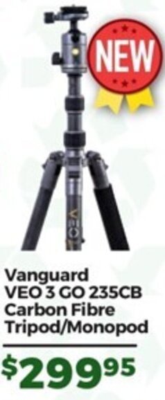 Teds Cameras Vanguard VEO 3 GO 235CB Carbon Fibre Tripod/Monopod offer